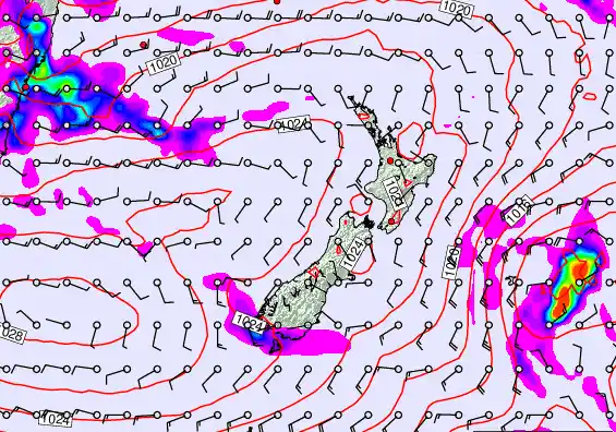 New Zealand forecast chart for Thursday, March 19th, 2026 at 12:00 PM