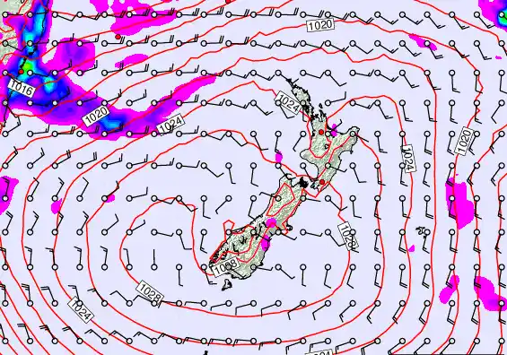 New Zealand forecast chart for Friday, March 20th, 2026 at 6:00 AM