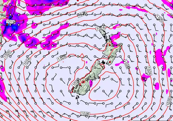 New Zealand forecast chart for Friday, March 20th, 2026 at 12:00 PM