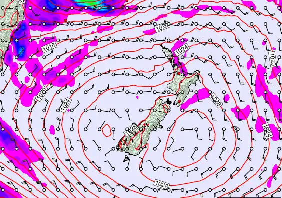 New Zealand forecast chart for Friday, March 20th, 2026 at 6:00 PM