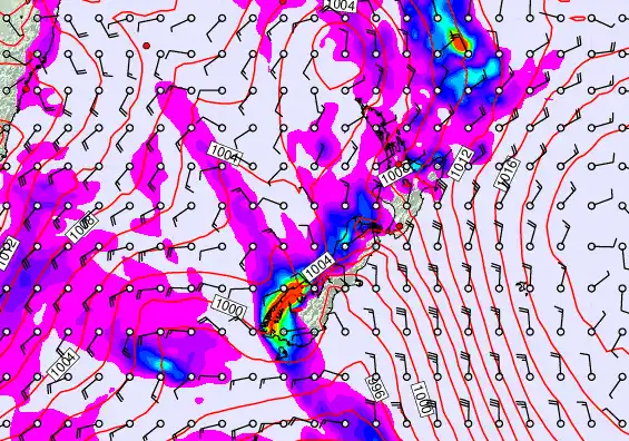 New Zealand forecast chart for Thursday, March 12th, 2026 at 6:00 PM