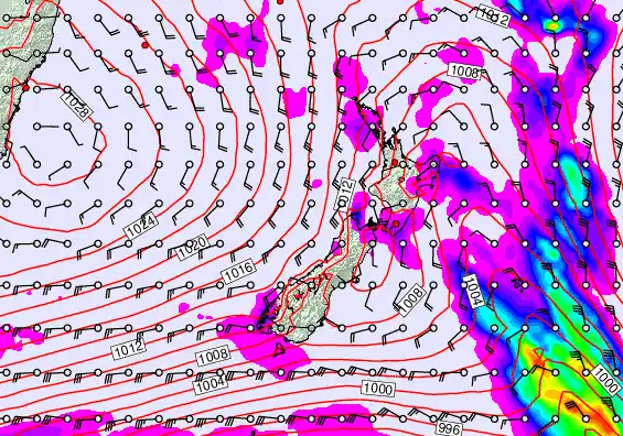 New Zealand forecast chart for Saturday, March 14th, 2026 at 12:00 AM