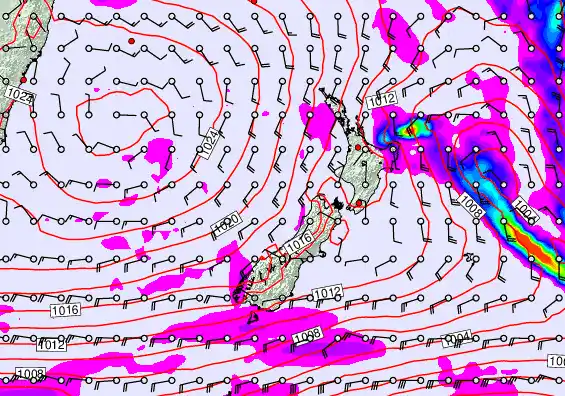 New Zealand forecast chart for Saturday, March 14th, 2026 at 6:00 PM