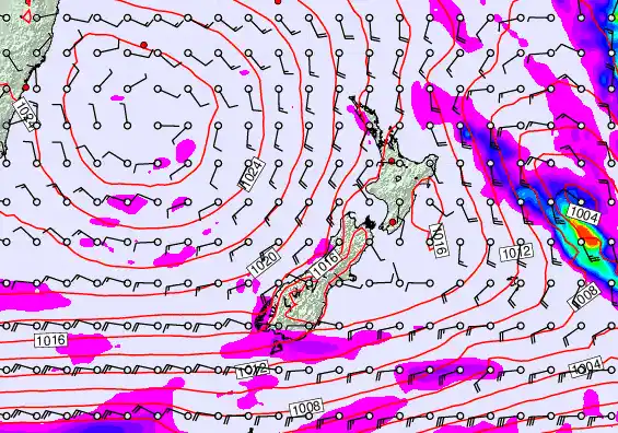 New Zealand forecast chart for Sunday, March 15th, 2026 at 12:00 AM