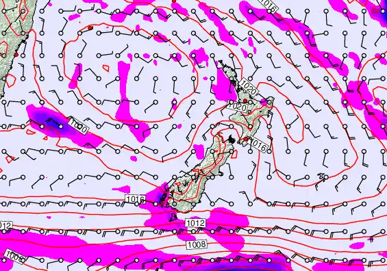 New Zealand forecast chart for Sunday, March 15th, 2026 at 6:00 PM