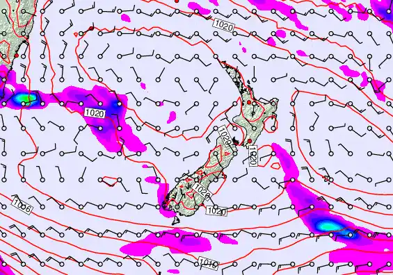 New Zealand forecast chart for Monday, March 16th, 2026 at 12:00 PM