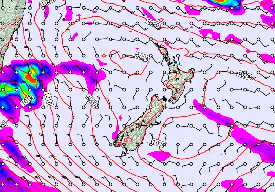 New Zealand forecast chart for Tuesday, March 17th, 2026 at 12:00 AM