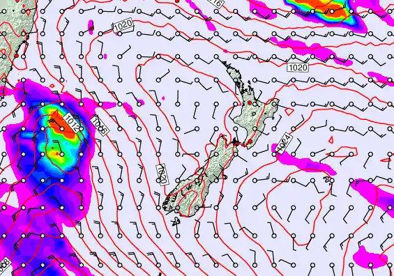 New Zealand forecast chart for Tuesday, March 17th, 2026 at 6:00 AM