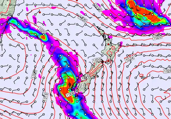 New Zealand forecast chart for Wednesday, March 18th, 2026 at 12:00 AM
