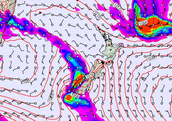 New Zealand forecast chart for Wednesday, March 18th, 2026 at 6:00 AM