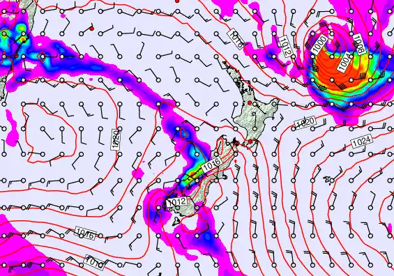 New Zealand forecast chart for Wednesday, March 18th, 2026 at 12:00 PM
