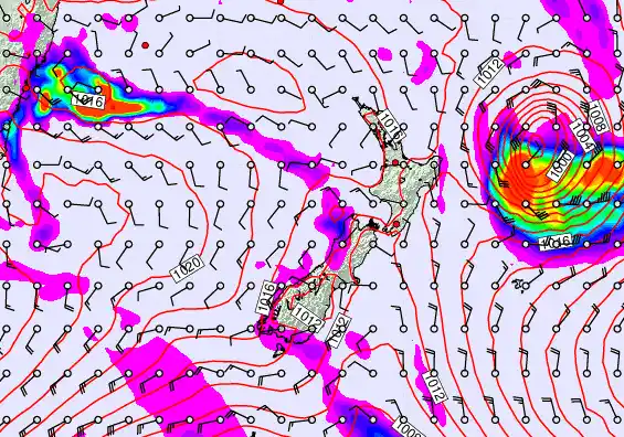 New Zealand forecast chart for Thursday, March 19th, 2026 at 12:00 AM