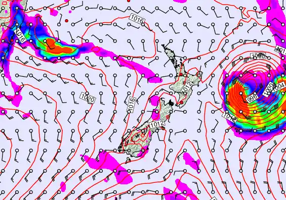New Zealand forecast chart for Thursday, March 19th, 2026 at 6:00 AM
