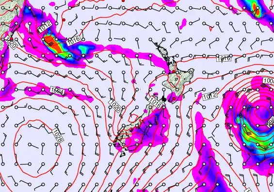 New Zealand forecast chart for Thursday, March 19th, 2026 at 6:00 PM