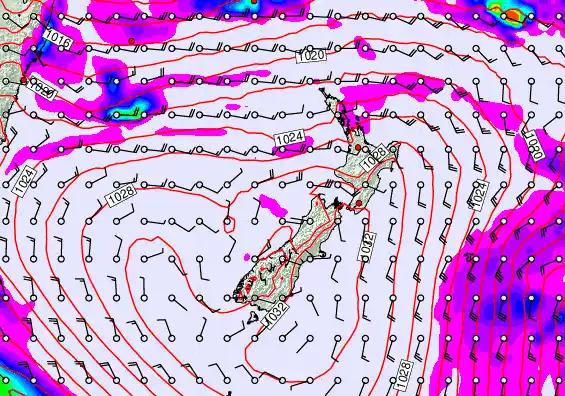 New Zealand forecast chart for Saturday, March 21st, 2026 at 12:00 AM