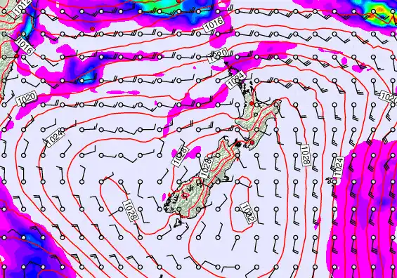 New Zealand forecast chart for Saturday, March 21st, 2026 at 6:00 AM