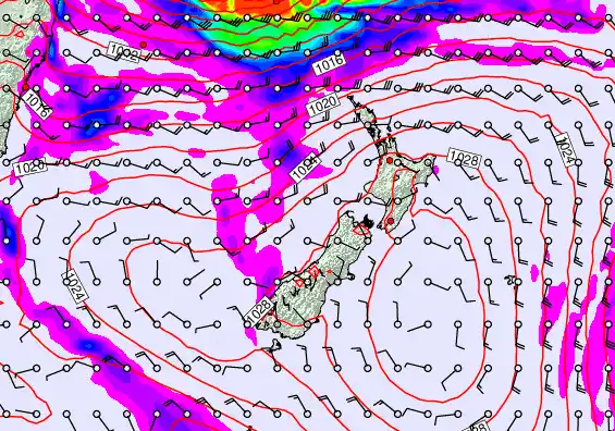 New Zealand forecast chart for Saturday, March 21st, 2026 at 6:00 PM