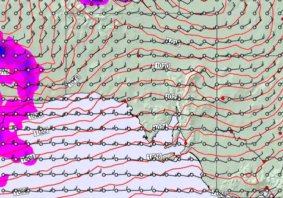 South Australia forecast chart for Saturday, March 14th, 2026 at 12:00 AM