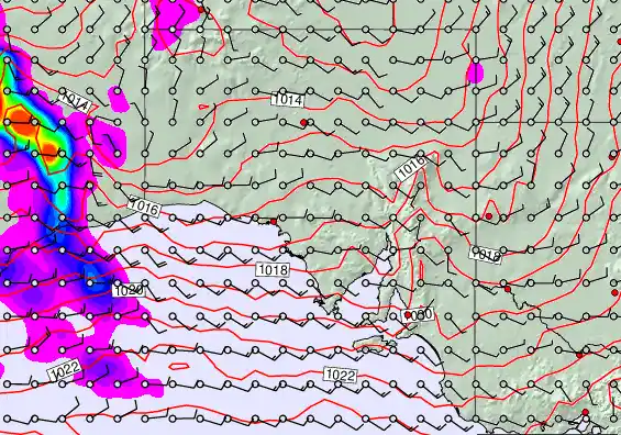 South Australia forecast chart for Saturday, March 14th, 2026 at 6:00 PM