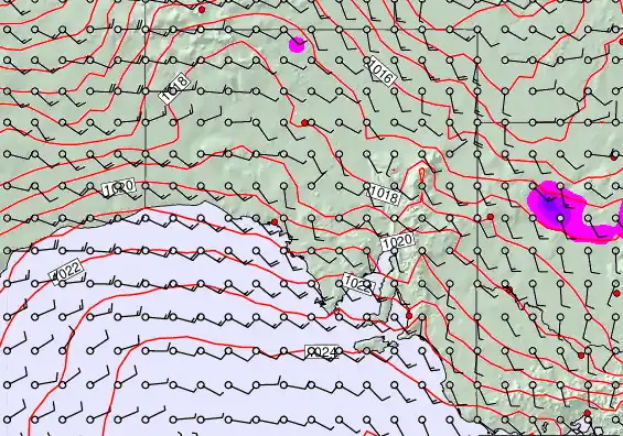 South Australia forecast chart for Wednesday, March 18th, 2026 at 12:00 PM