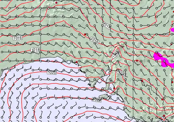 South Australia forecast chart for Wednesday, March 18th, 2026 at 6:00 PM