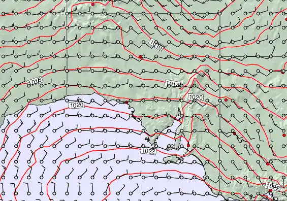 South Australia forecast chart for Thursday, March 19th, 2026 at 12:00 AM