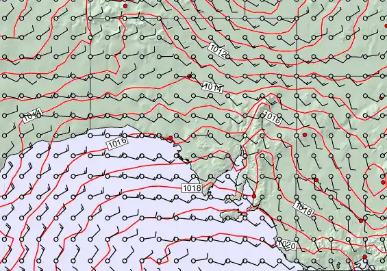 South Australia forecast chart for Thursday, March 19th, 2026 at 6:00 PM