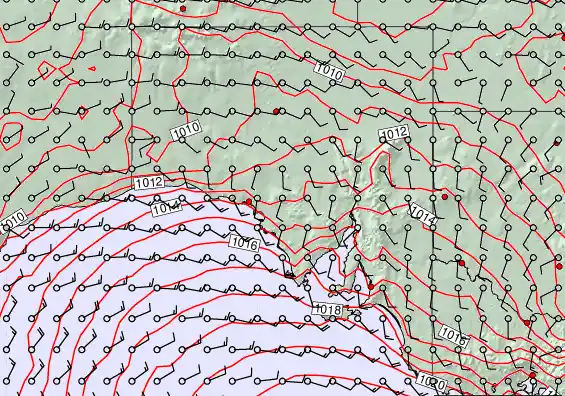 South Australia forecast chart for Saturday, March 21st, 2026 at 6:00 AM