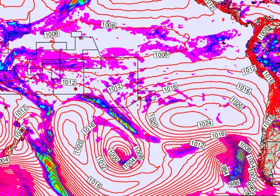 South Pacific forecast chart for Saturday, March 14th, 2026 at 12:00 AM