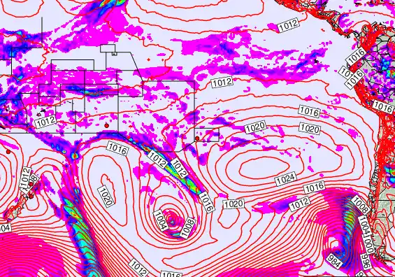 South Pacific forecast chart for Saturday, March 14th, 2026 at 6:00 AM
