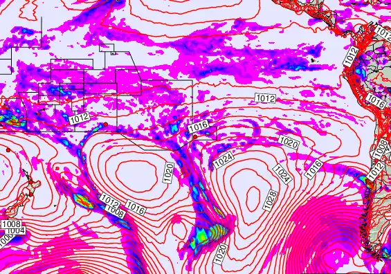 South Pacific forecast chart for Sunday, March 15th, 2026 at 12:00 PM