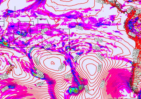 South Pacific forecast chart for Sunday, March 15th, 2026 at 6:00 PM