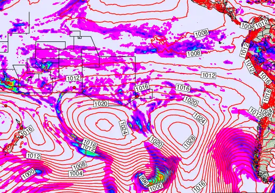 South Pacific forecast chart for Monday, March 16th, 2026 at 12:00 AM
