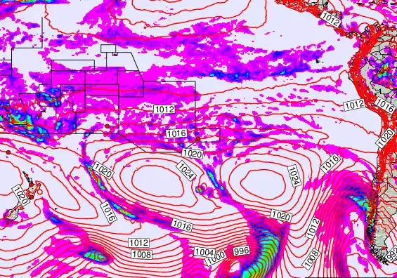 South Pacific forecast chart for Monday, March 16th, 2026 at 12:00 PM