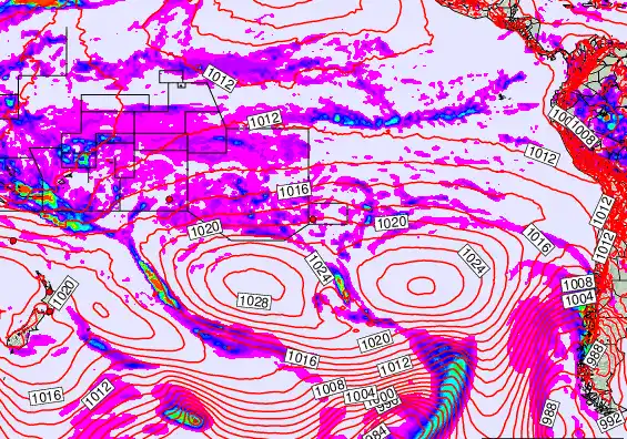 South Pacific forecast chart for Monday, March 16th, 2026 at 6:00 PM