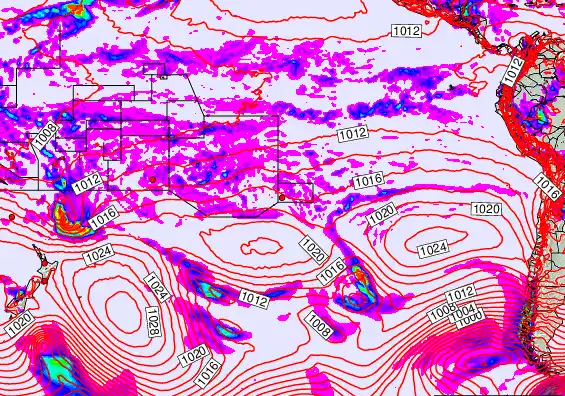 South Pacific forecast chart for Wednesday, March 18th, 2026 at 6:00 AM