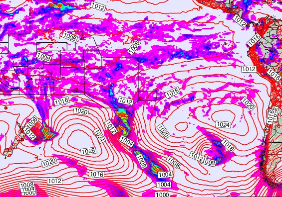 South Pacific forecast chart for Thursday, March 19th, 2026 at 12:00 PM