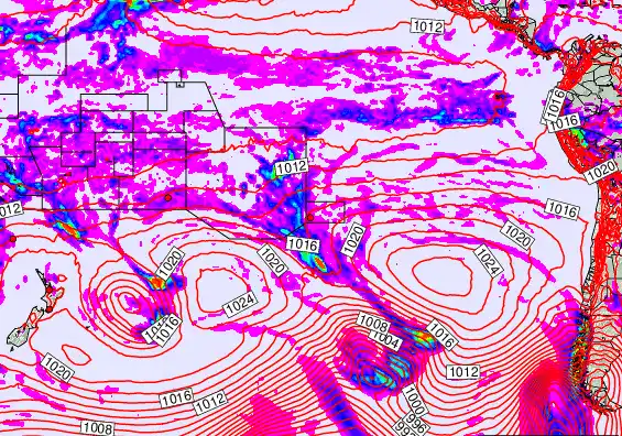 South Pacific forecast chart for Saturday, March 21st, 2026 at 12:00 PM