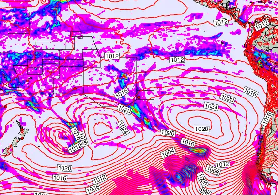 South Pacific forecast chart for Saturday, March 21st, 2026 at 6:00 PM