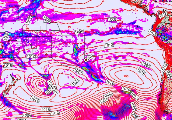South Pacific forecast chart for Sunday, March 22nd, 2026 at 12:00 AM