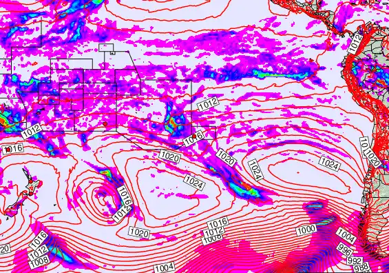 South Pacific forecast chart for Sunday, March 22nd, 2026 at 12:00 PM