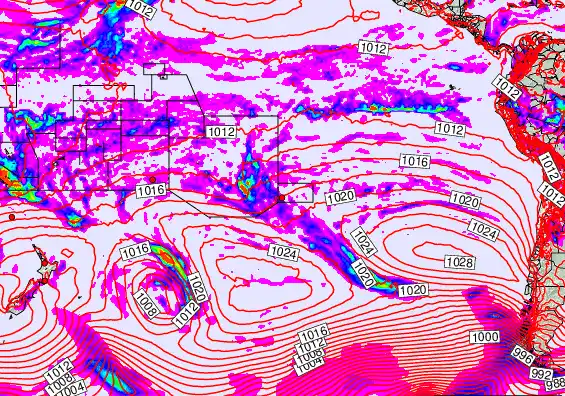 South Pacific forecast chart for Sunday, March 22nd, 2026 at 6:00 PM