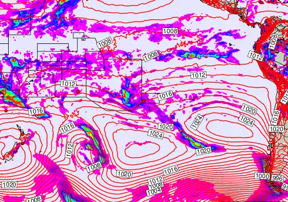 South Pacific forecast chart for Monday, March 23rd, 2026 at 12:00 AM