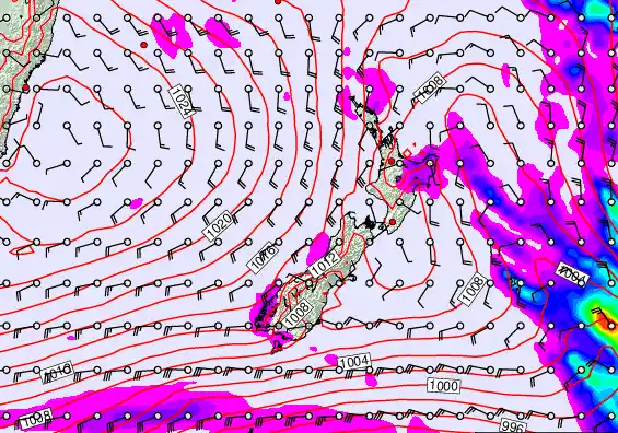 New Zealand forecast chart for Saturday, March 14th, 2026 at 6:00 AM