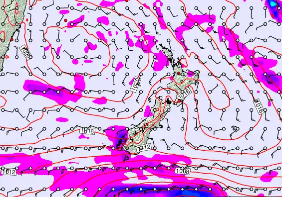 New Zealand forecast chart for Sunday, March 15th, 2026 at 6:00 PM