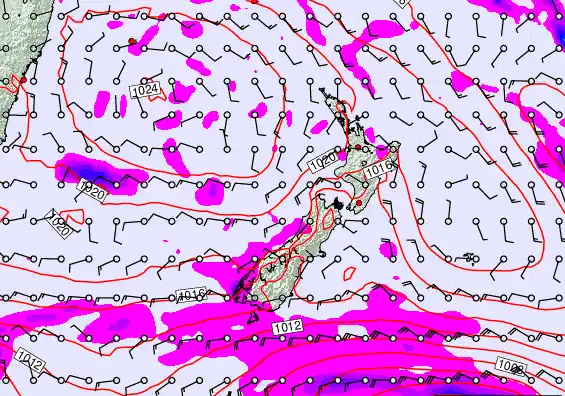 New Zealand forecast chart for Monday, March 16th, 2026 at 12:00 AM