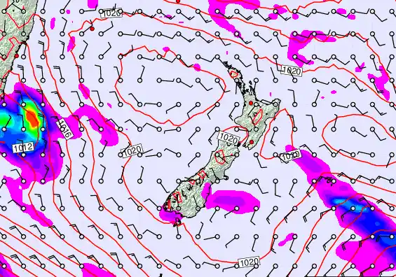 New Zealand forecast chart for Monday, March 16th, 2026 at 6:00 PM