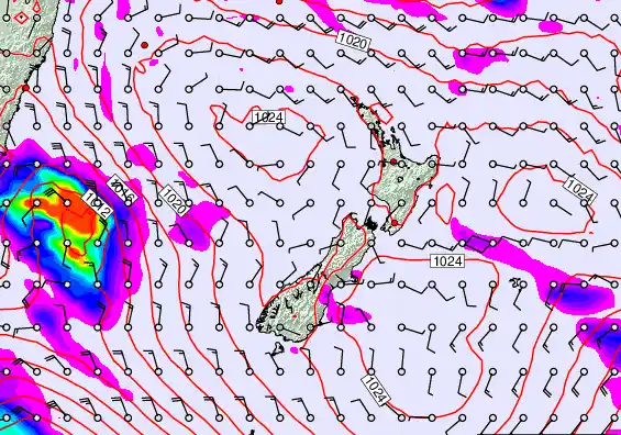 New Zealand forecast chart for Tuesday, March 17th, 2026 at 12:00 AM