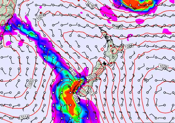 New Zealand forecast chart for Tuesday, March 17th, 2026 at 6:00 PM