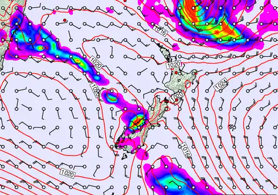 New Zealand forecast chart for Wednesday, March 18th, 2026 at 6:00 AM